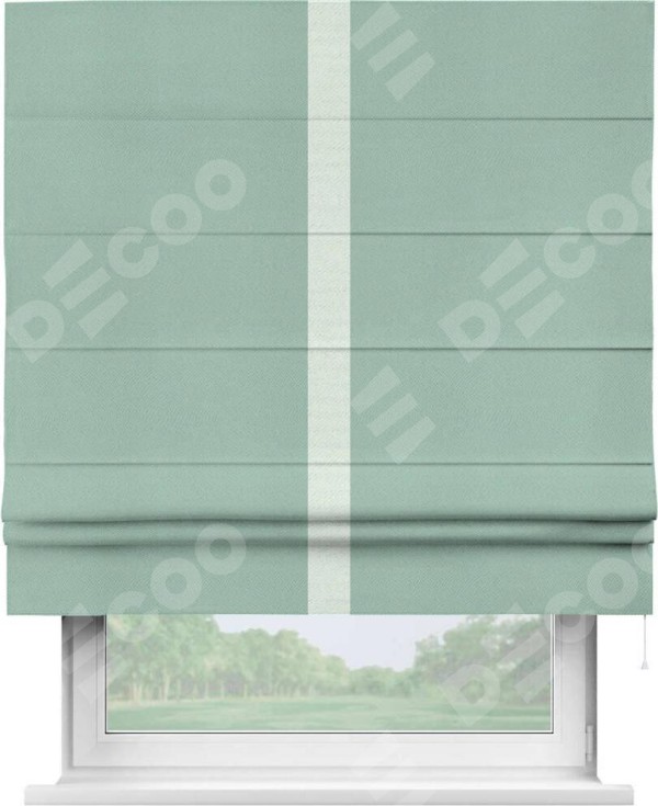 Римская штора «Кортин» с кантом Хайвэй, для проема, ткань блэкаут однотонный ментоловый