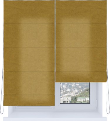 Римская штора «Кортин», система «Комфорт», вельвет светло-коричневый