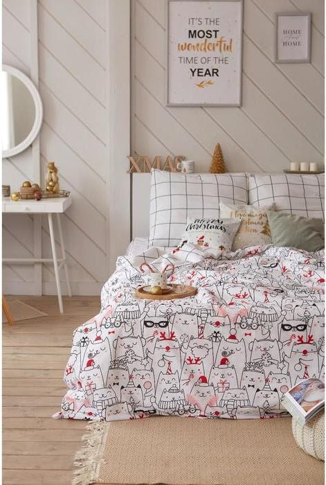 Постельное белье Этель 2 сп Xmas cat 175*215 см, 200*220 см, 70*70 см - 2 шт