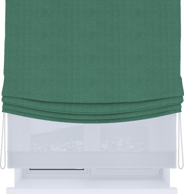 Римская штора «Кортин», день-ночь с мягкими складками, блэкаут с блеском изумрудный