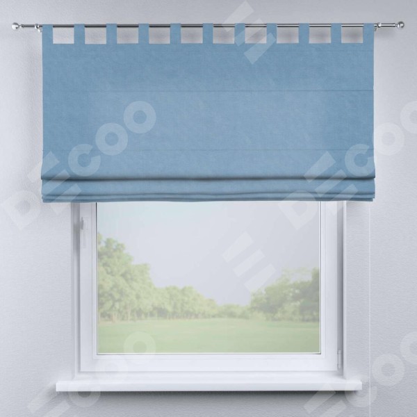 Римская штора «Кортин», канвас голубой, на петлях