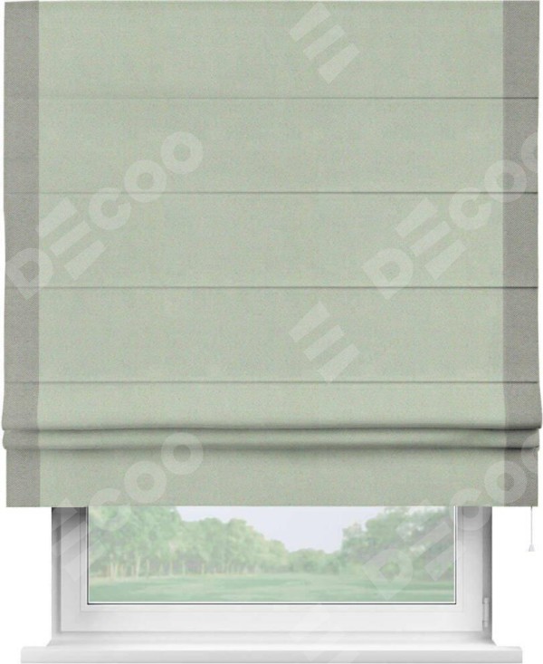 Римская штора «Кортин» с кантом Стрим Дуо, для проема, ткань блэкаут однотонный светло-серый