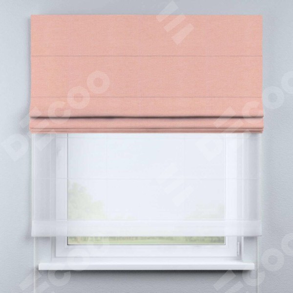 Римская штора «Кортин» день-ночь, ткань лён розовый