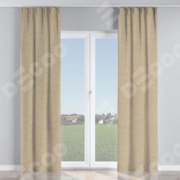 Комплект штор на тесьме «Кустик», лён кашемир цвет бежевый