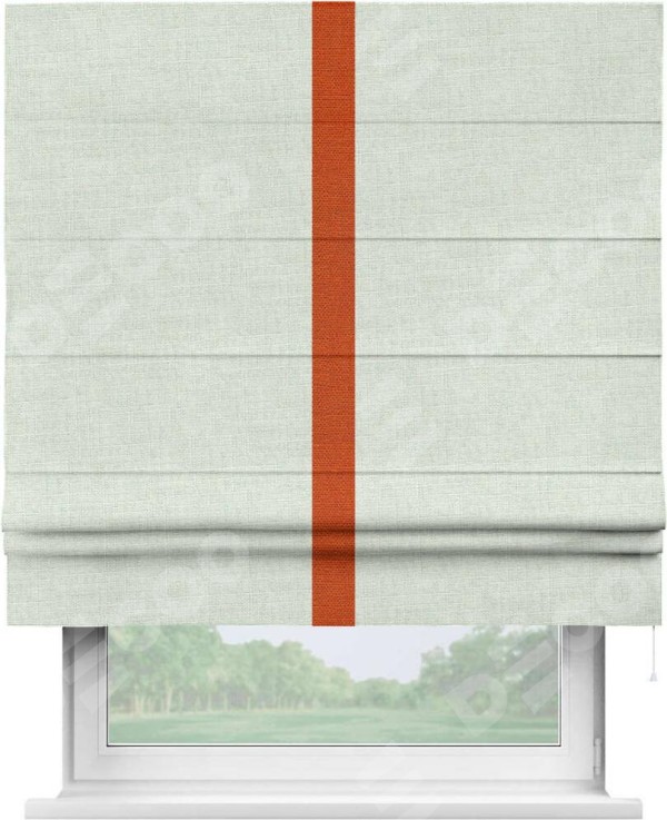 Римская штора «Кортин» для проёма, лён топлёное молоко, с кантом Хайвэй