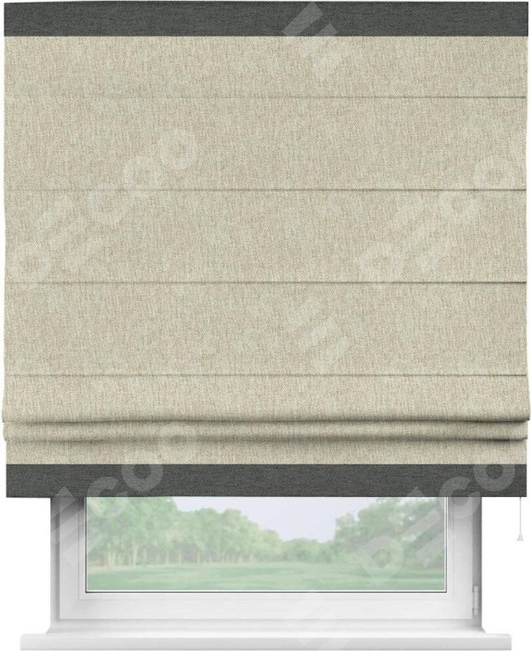 Римская штора «Кортин» с кантом Горизонт, для проема, ткань стиф димаут светло-бежевый