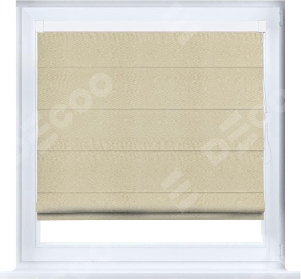 Римская штора «Кортин» кассетная, ткань блэкаут однотонный, милано латте