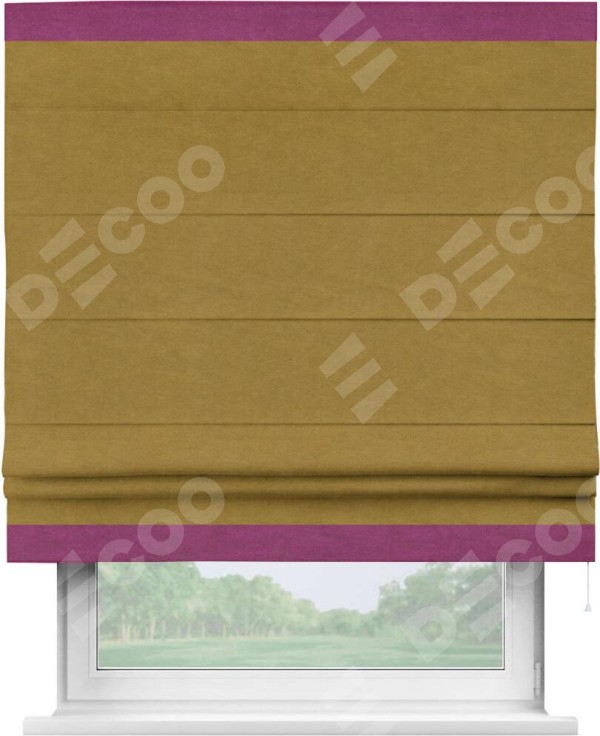 Римская штора «Кортин» с кантом Горизонт, для проема, ткань вельвет светло-коричневый