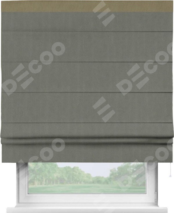 Римская штора «Кортин» с кантом Кинг, для проема, ткань блэкаут однотонный тёмно-серый