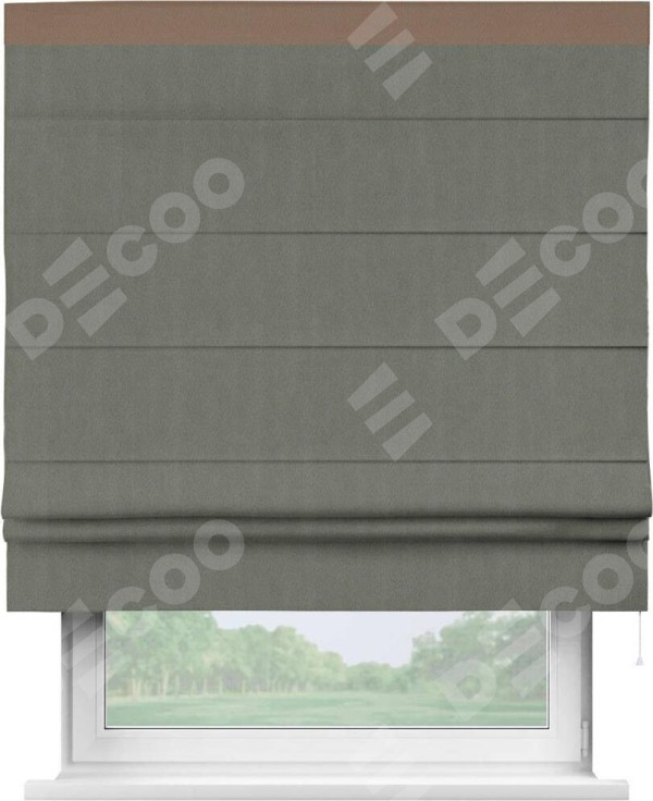 Римская штора «Кортин» с кантом Кинг, для проема, ткань блэкаут однотонный тёмно-серый