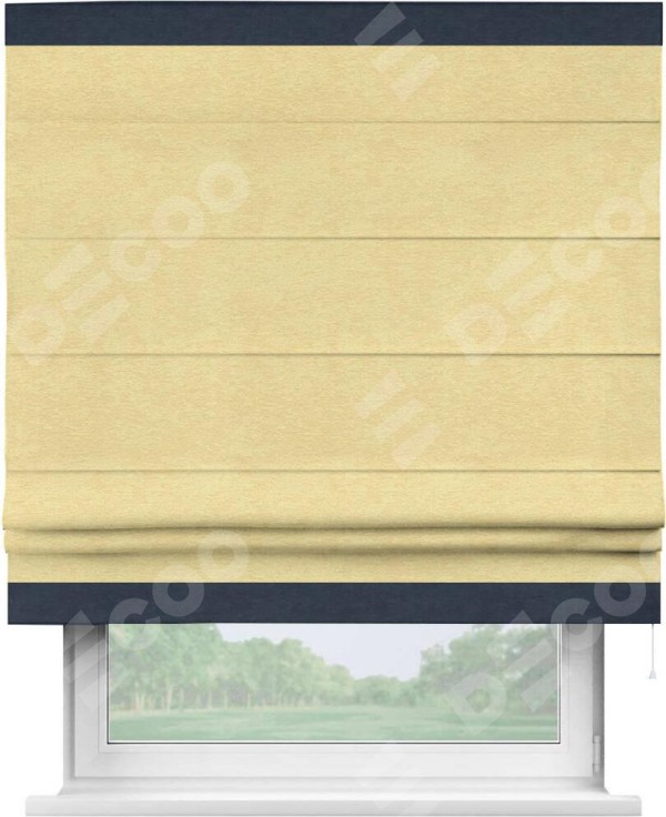 Римская штора «Кортин» с кантом Горизонт, для проема, ткань софт однотонный золотой