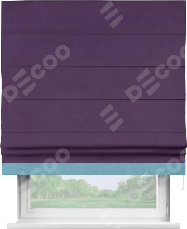 Римская штора «Кортин» с кантом Джестер, для проема, ткань вельвет темно-фиолетовый