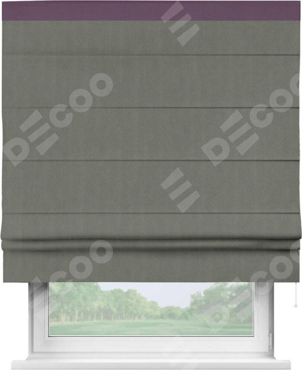 Римская штора «Кортин» с кантом Кинг, для проема, ткань блэкаут однотонный тёмно-серый