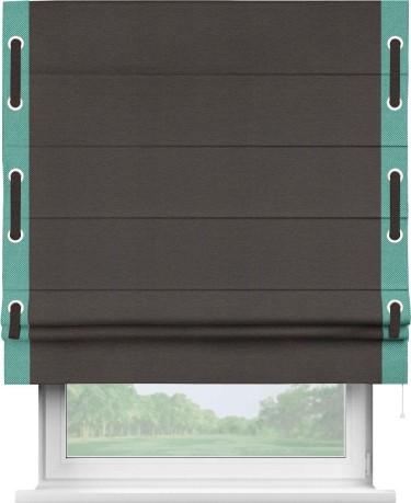 Римская штора «Кортин» с кантом Стрим Дуо (люверсы с пояском), для проема, ткань лён димаут, венге