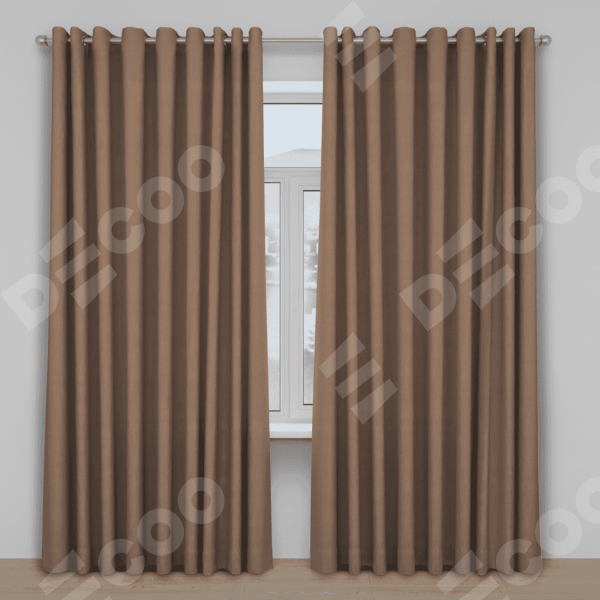 Шторы на люверсах ткань блэкаут однотонный, коричневый