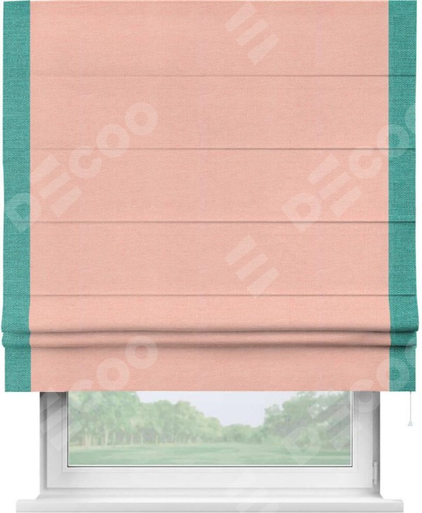 Римская штора «Кортин» с кантом Стрим Дуо, для проема, ткань лён розовый