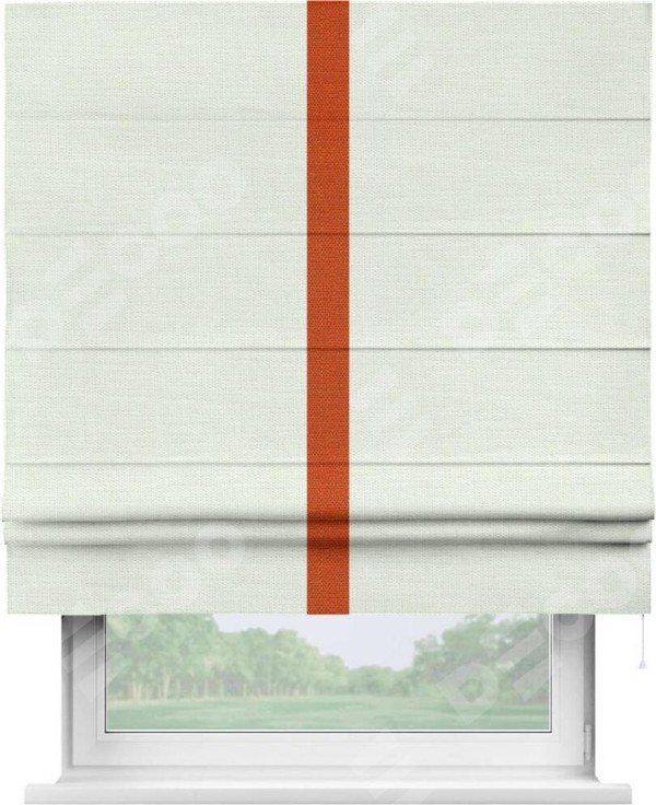Римская штора «Кортин» с кантом Хайвэй, для проема, ткань лён молочный