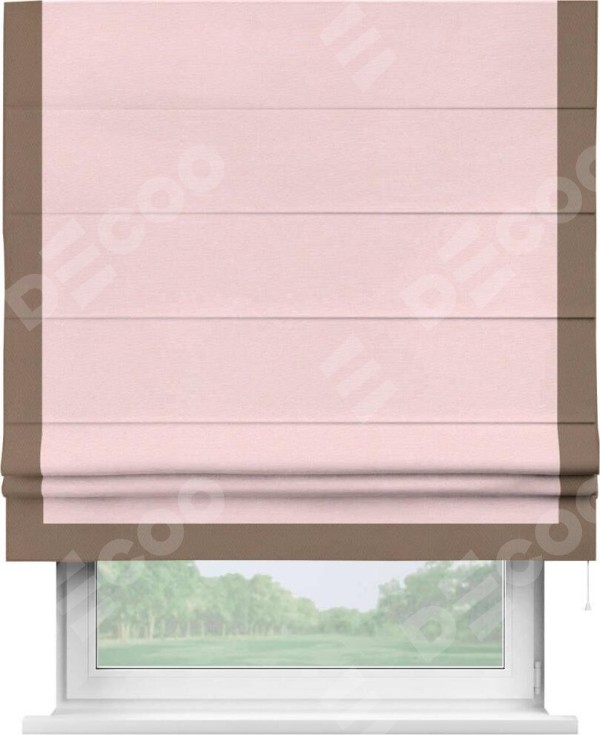Римская штора «Кортин» с кантом Виктория, для проема, ткань блэкаут однотонный розовый