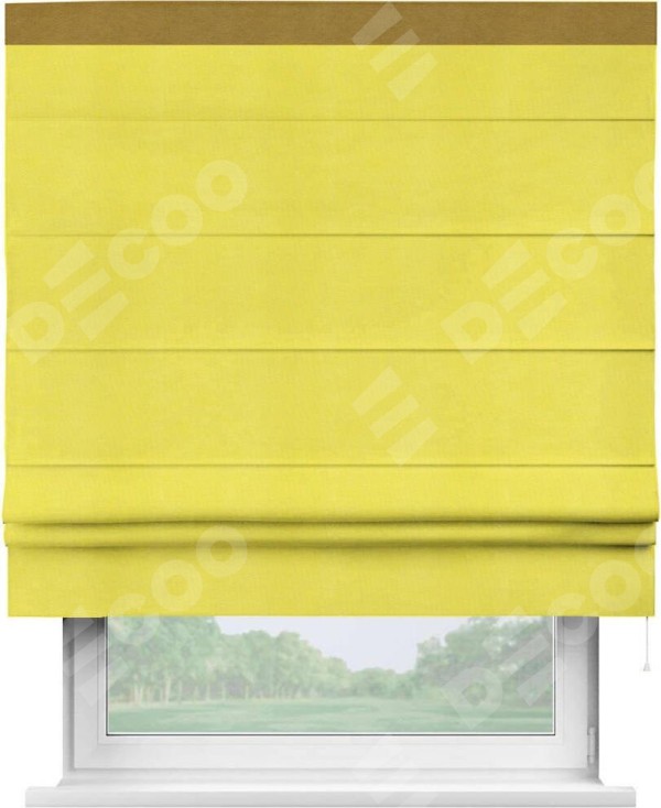Римская штора «Кортин» с кантом Кинг, для проема, ткань вельвет cветло-желтый