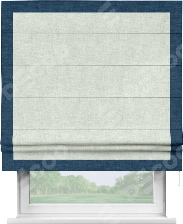 Римская штора «Кортин» для проёма, лён топлёное молоко, с кантом Чесс