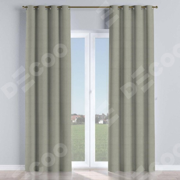 Комплект штор на люверсах лён димаут серый