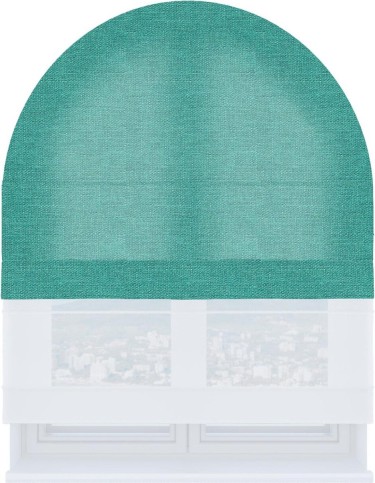 Римская штора «Кортин» день-ночь для арочного проёма, ткань лён изумрудный