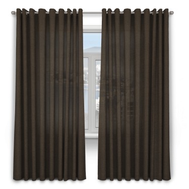 Комплект штор 2 шт, лён, цвет тёмно-коричневый, размер от 45 см