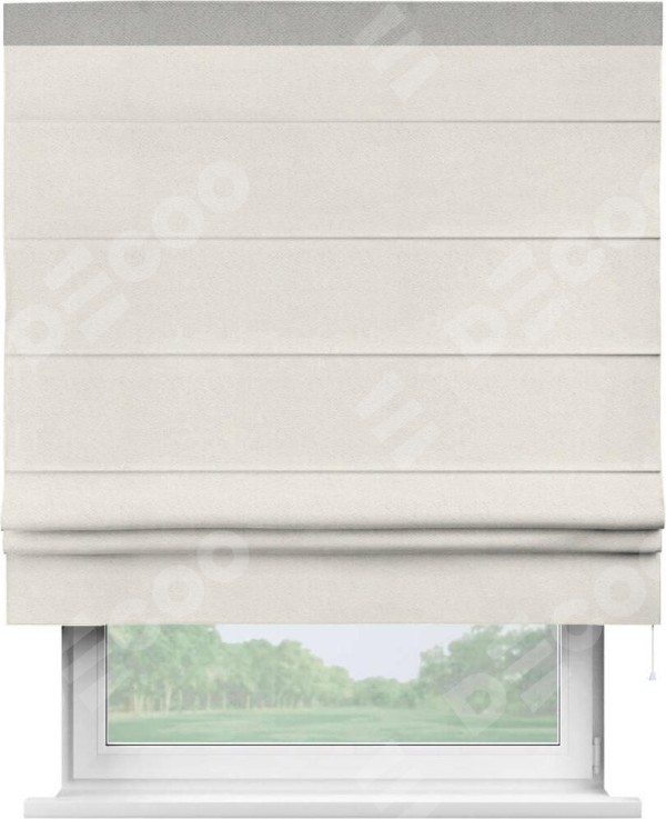 Римская штора «Кортин» с кантом Кинг, для проема, ткань блэкаут с блеском светло-серый