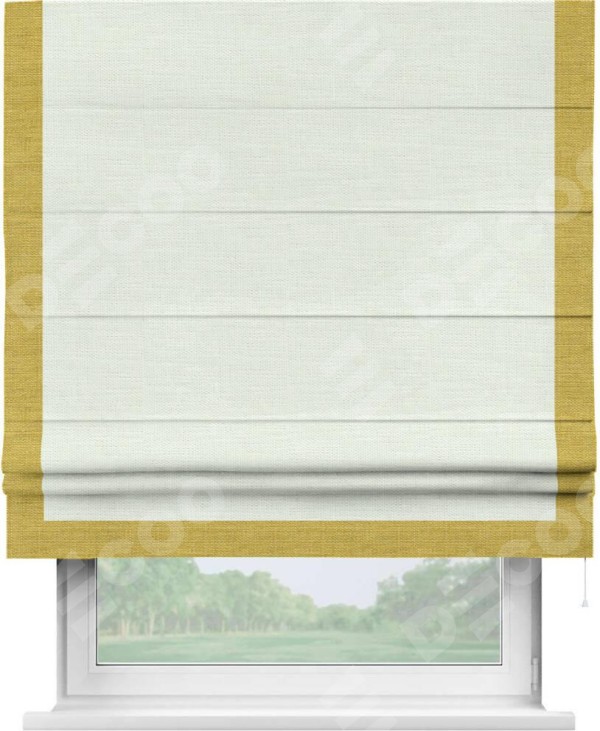 Римская штора «Кортин» с кантом Виктория, для проема, ткань лён молочный