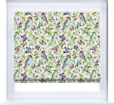 Римская штора «Кортин» кассетная «Тропические птицы»