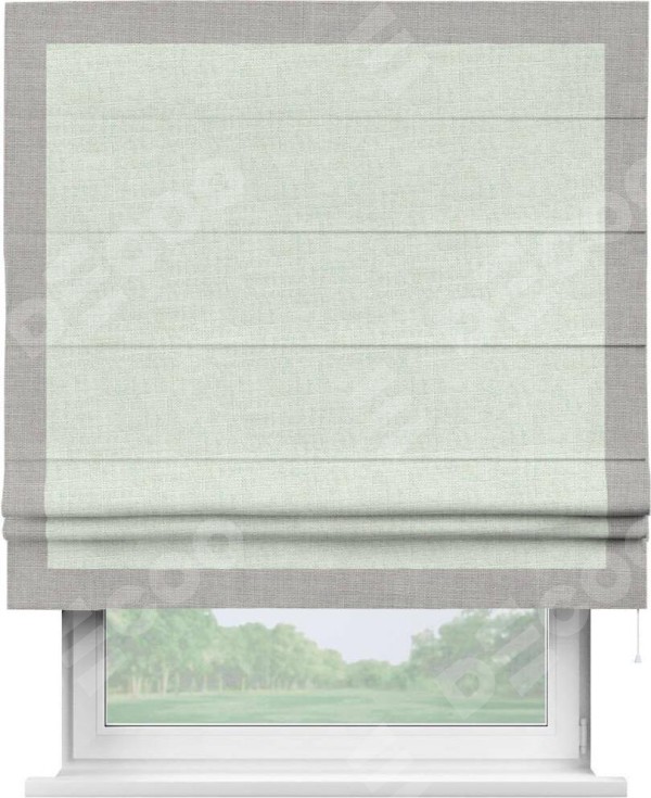Римская штора «Кортин» для проёма, лён топлёное молоко, с кантом Чесс