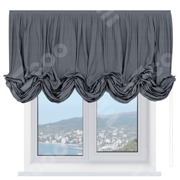 Австрийская штора «Кортин», ткань софт однотонный серый