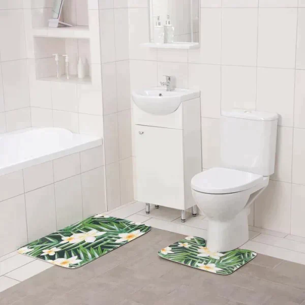 Набор ковриков для ванны и туалета Доляна «Гавайский цветок», 2 шт: 40×50, 50×80 см