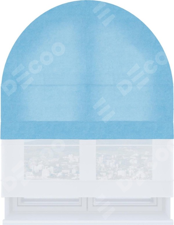 Римская штора «Кортин» день-ночь для арочного проёма, ткань вельвет голубой