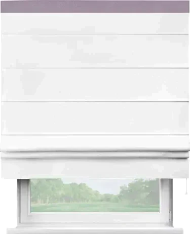 Римская штора «Кортин» для проёма, вайтаут однотонная белая с кантом Кинг