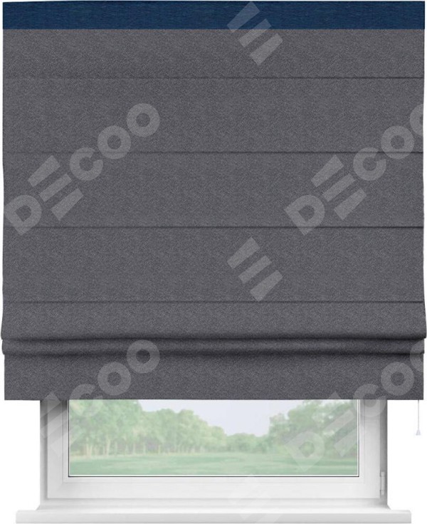 Римская штора «Кортин» с кантом Кинг, для проема ткань софт однотонный графит