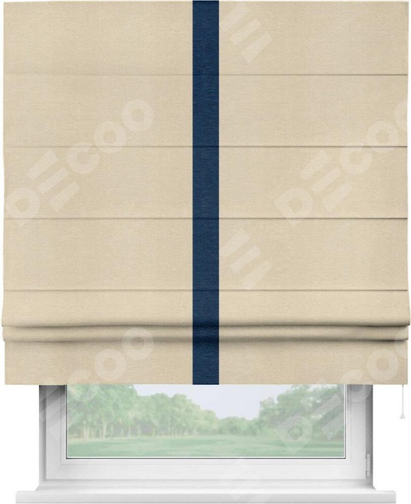 Римская штора «Кортин» с кантом Хайвэй, для проема, ткань софт однотонный бежевый лайт