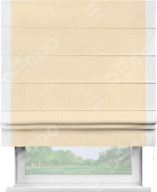 Римская штора «Кортин» с отделкой кантом Стрим Дуо, для проема, лён бежевый