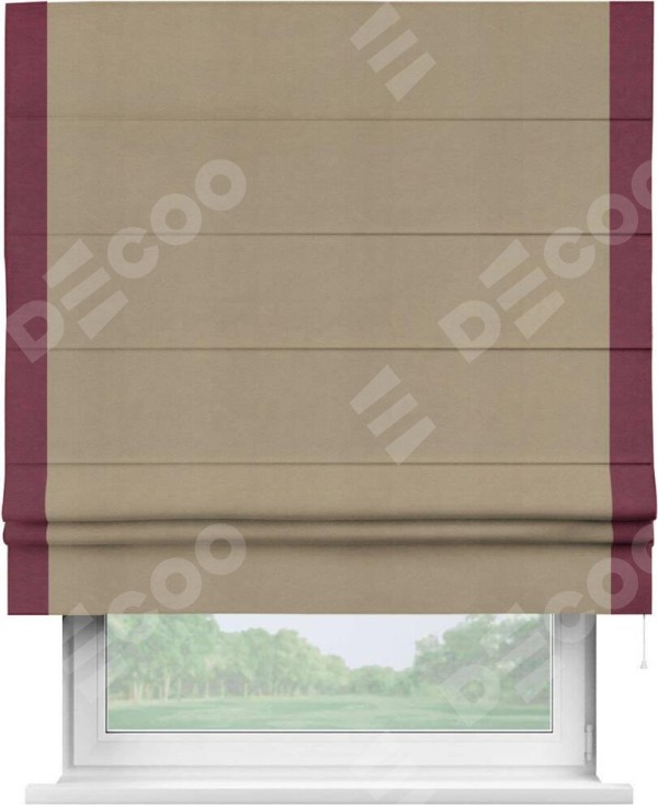 Римская штора «Кортин» с кантом Стрим Дуо, для проема, ткань вельвет кофейный