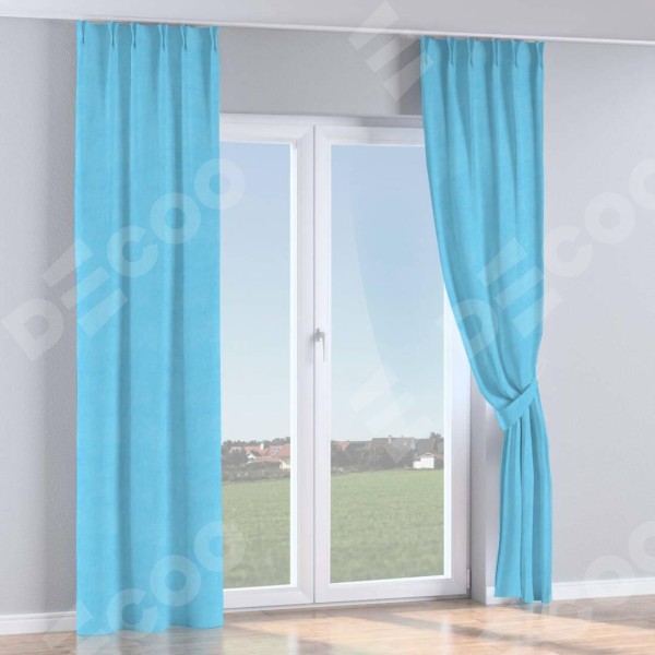 Комплект штор на тесьме «Кустик», вельвет голубой