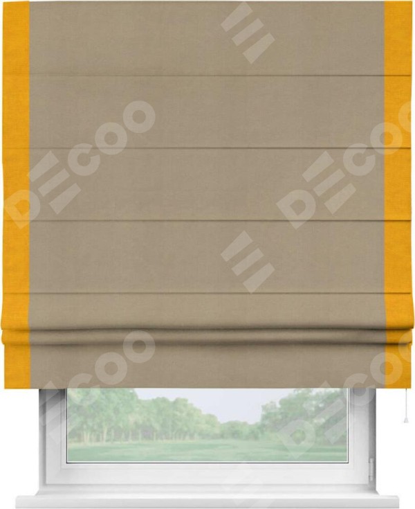 Римская штора «Кортин» с кантом Стрим Дуо, для проема, ткань вельвет кофейный