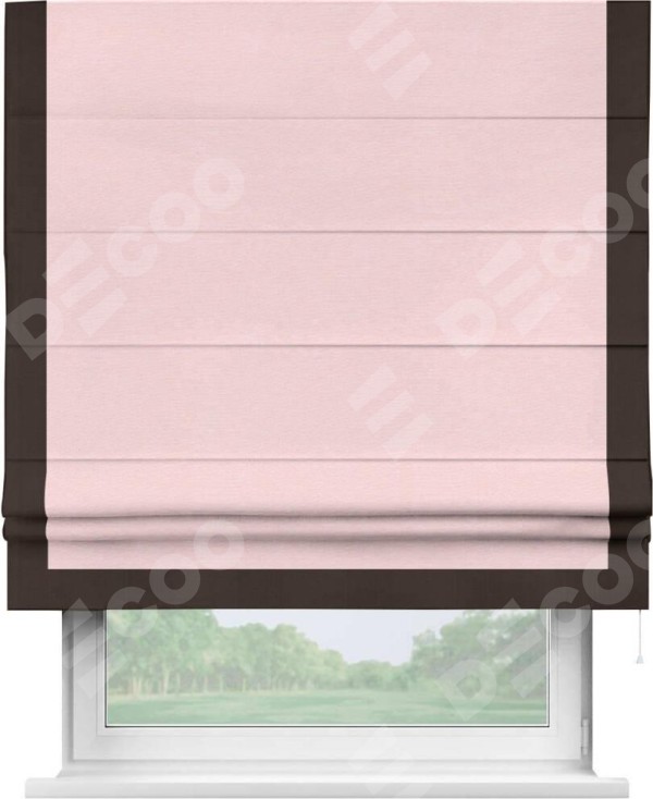 Римская штора «Кортин» с кантом Виктория, для проема, ткань блэкаут однотонный розовый