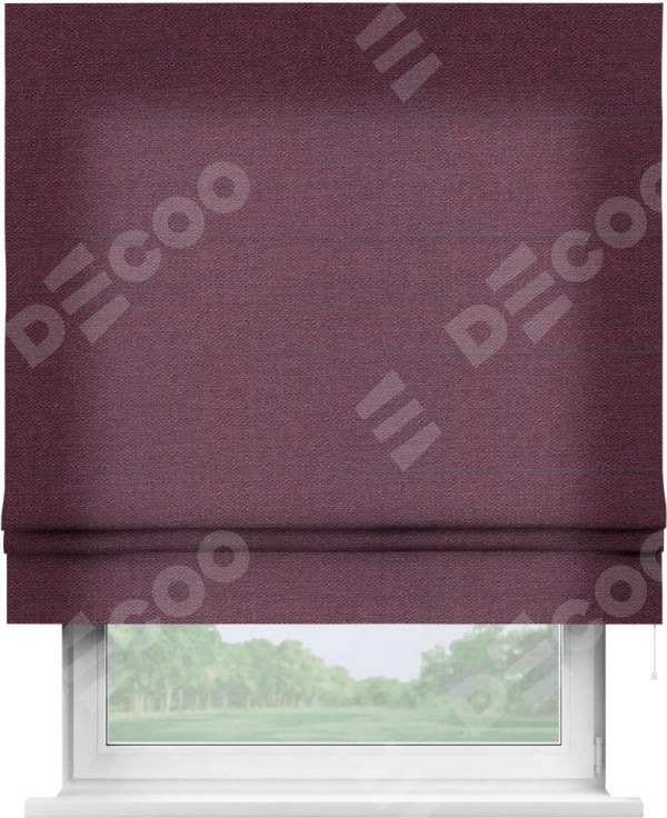 Римская штора «Кортин» для проема, ткань лён фиолетовый