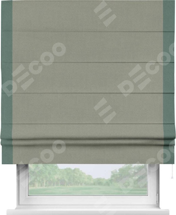 Римская штора «Кортин» с кантом Стрим Дуо, для проема, лён блэкаут светло-серый