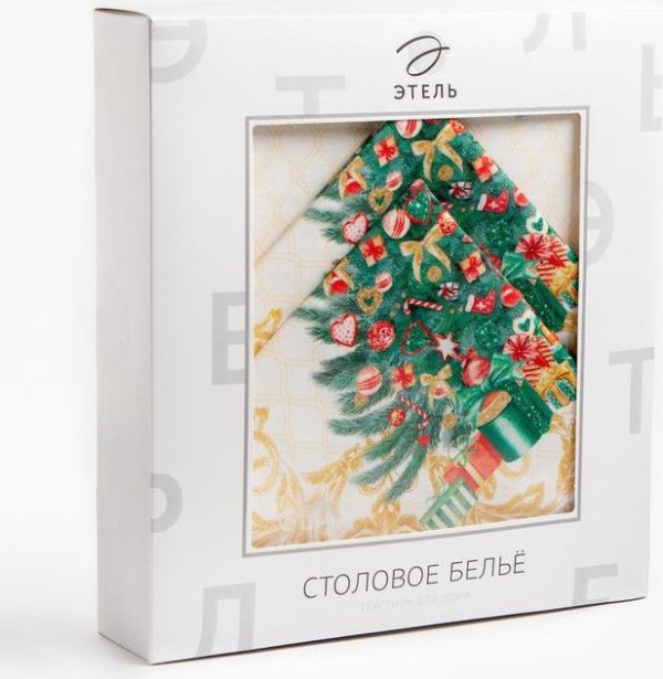 Скатерть  Этель "Golden Christmas" скатерть 150*220 +/-3см с ГМВО, 100%хл, 190г/м2