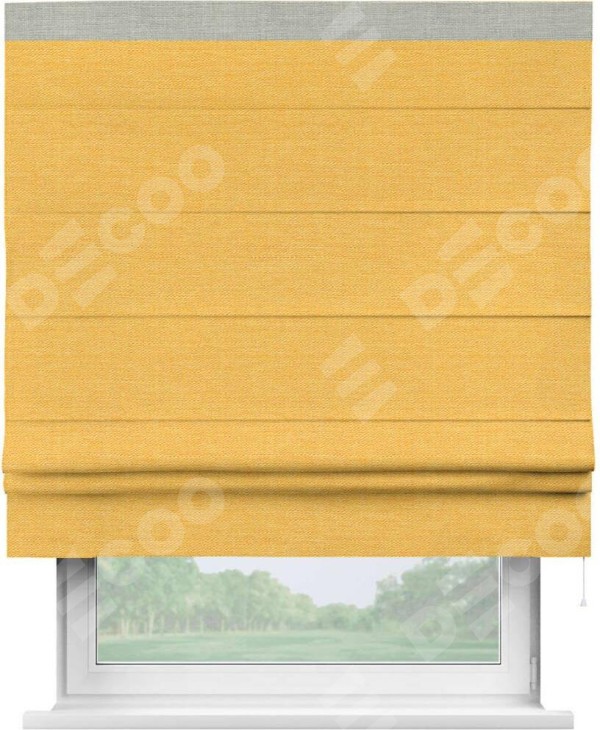 Римская штора «Кортин» с кантом Кинг, для проема, ткань лён желтый