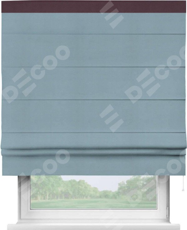 Римская штора «Кортин» с кантом Кинг, для проема, ткань блэкаут однотонный серо-голубой