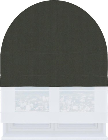 Римская штора «Кортин», блэкаут однотонный дымчато-серый, день-ночь для арочного проёма