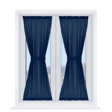 Штора песочные часы «Кортин», ткань софт однотонный синий