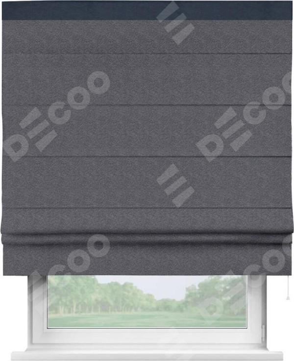 Римская штора «Кортин» с кантом Кинг, для проема ткань софт однотонный графит
